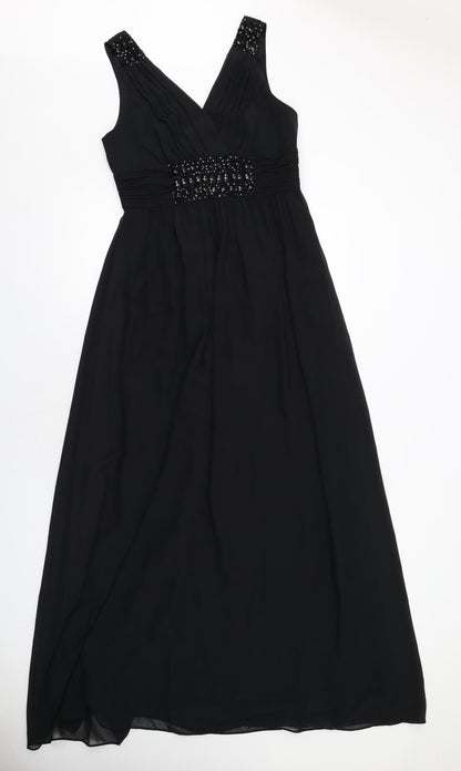 Planet Womens Black Patent Leather Maxi Size 8 V-Neck Zip