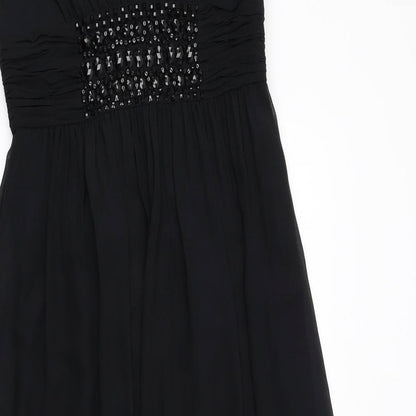 Planet Womens Black Patent Leather Maxi Size 8 V-Neck Zip