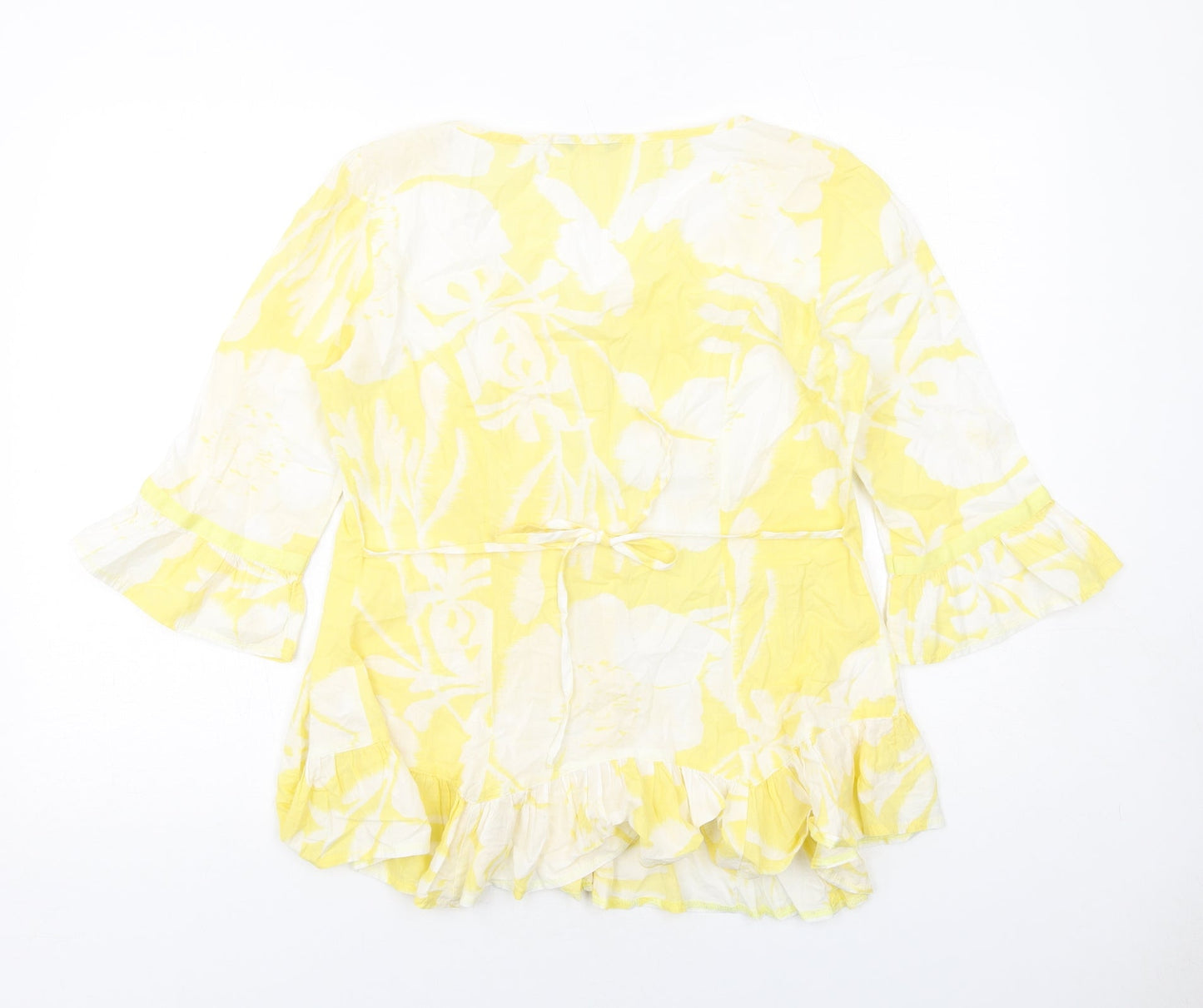 Womens UK Size 10 Per Una Yellow Basic Button-Up