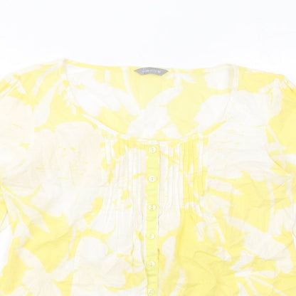 Womens UK Size 10 Per Una Yellow Basic Button-Up