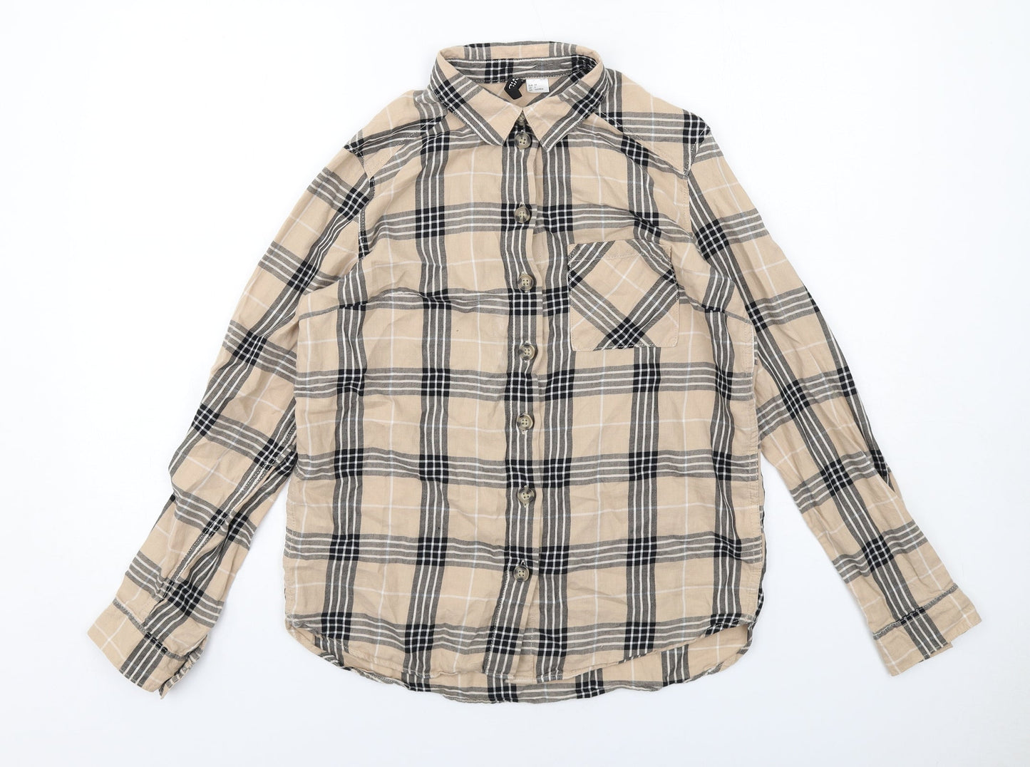 Womens UK Size 6 H&M Beige Basic Button-Up