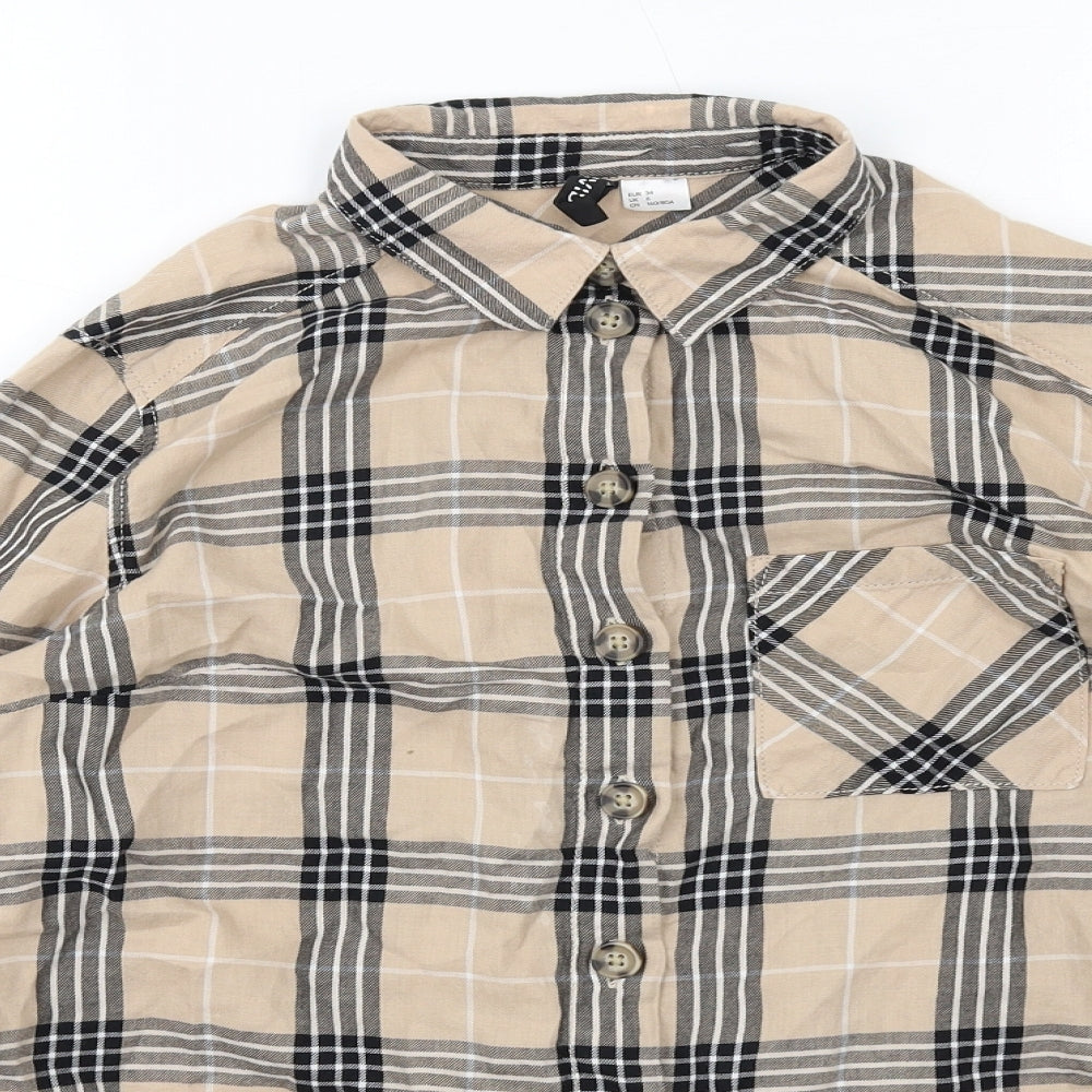 Womens UK Size 6 H&M Beige Basic Button-Up