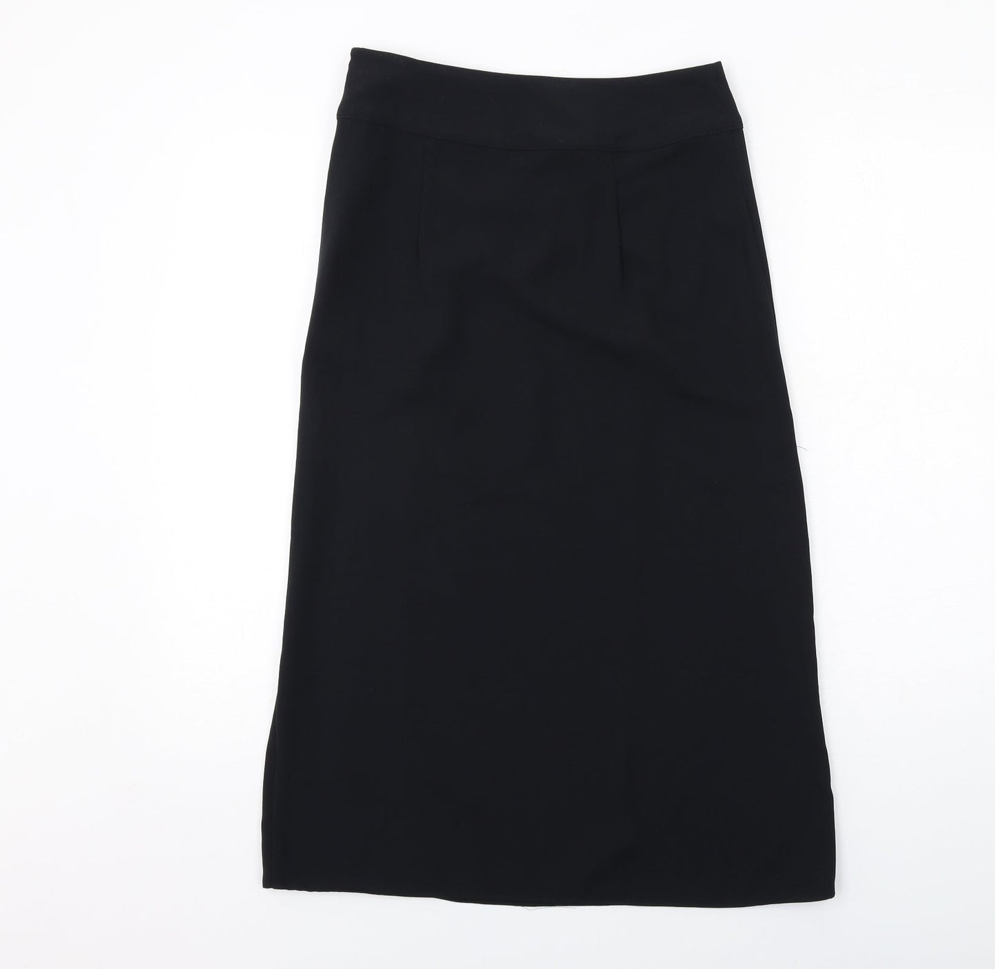 Marks and Spencer Womens Black Polyester A-Line Skirt Size 8 Zip