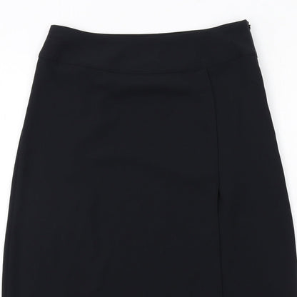 Marks and Spencer Womens Black Polyester A-Line Skirt Size 8 Zip