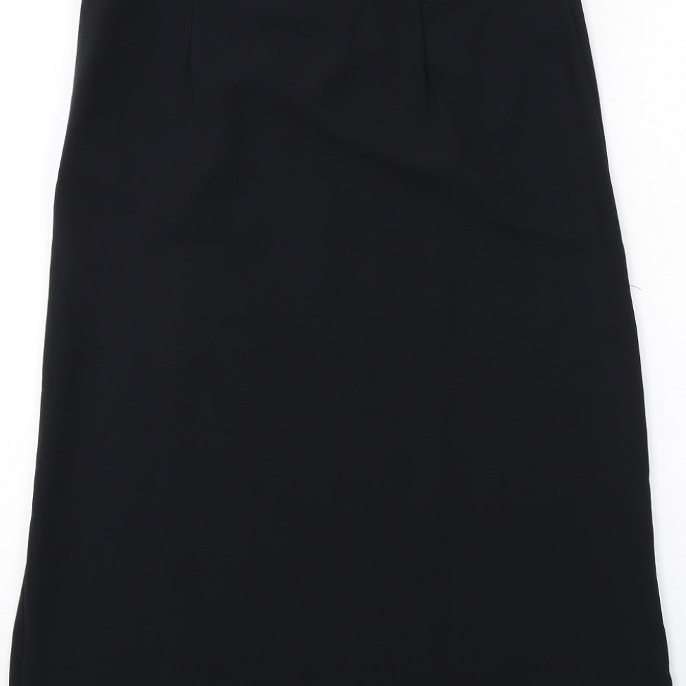 Marks and Spencer Womens Black Polyester A-Line Skirt Size 8 Zip