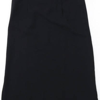 Marks and Spencer Womens Black Polyester A-Line Skirt Size 8 Zip