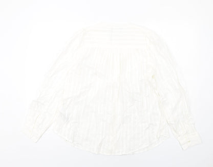 Marks and Spencer Womens White Cotton Basic Button-Up Size 8 Round Neck