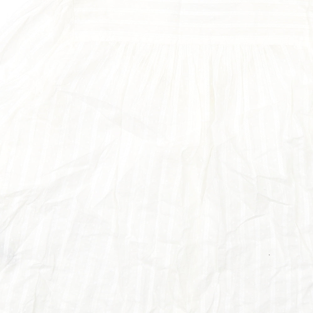 Marks and Spencer Womens White Cotton Basic Button-Up Size 8 Round Neck
