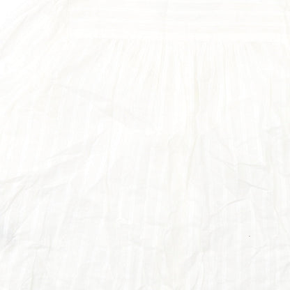 Marks and Spencer Womens White Cotton Basic Button-Up Size 8 Round Neck