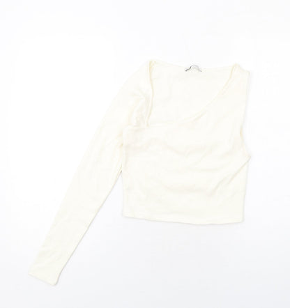 Womens UK Size L Zara Ivory Basic Tank