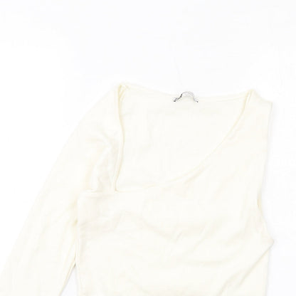 Womens UK Size L Zara Ivory Basic Tank