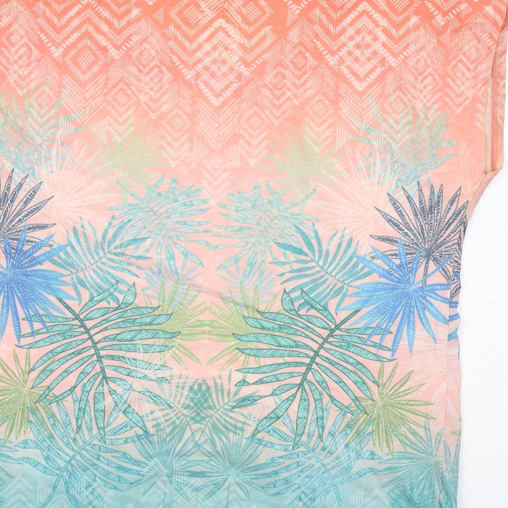 Bonmarché Womens Multicoloured Geometric Polyester Basic T-Shirt Size 12 Round Neck