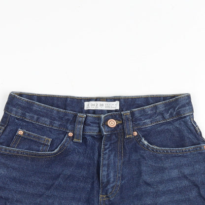Denim & Co. Womens Blue 100% Cotton Boyfriend Shorts Size 6 Regular Zip - Raw Hem
