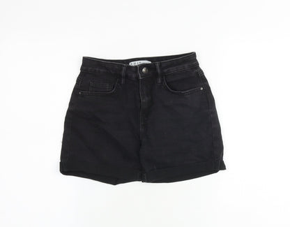 Denim & Co. Womens Black Cotton Boyfriend Shorts Size 6 L3 in Regular Zip