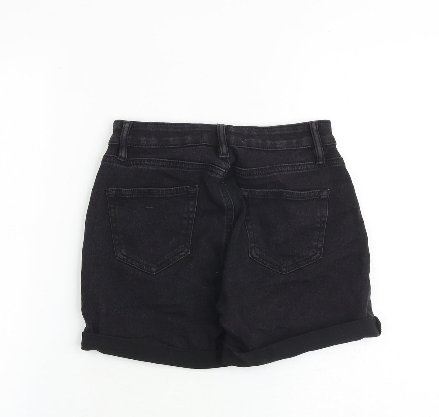 Denim & Co. Womens Black Cotton Boyfriend Shorts Size 6 L3 in Regular Zip