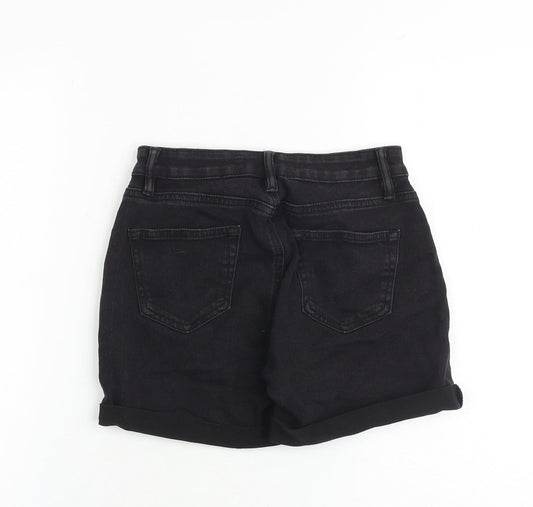 Denim & Co. Womens Black Cotton Boyfriend Shorts Size 6 L3 in Regular Zip