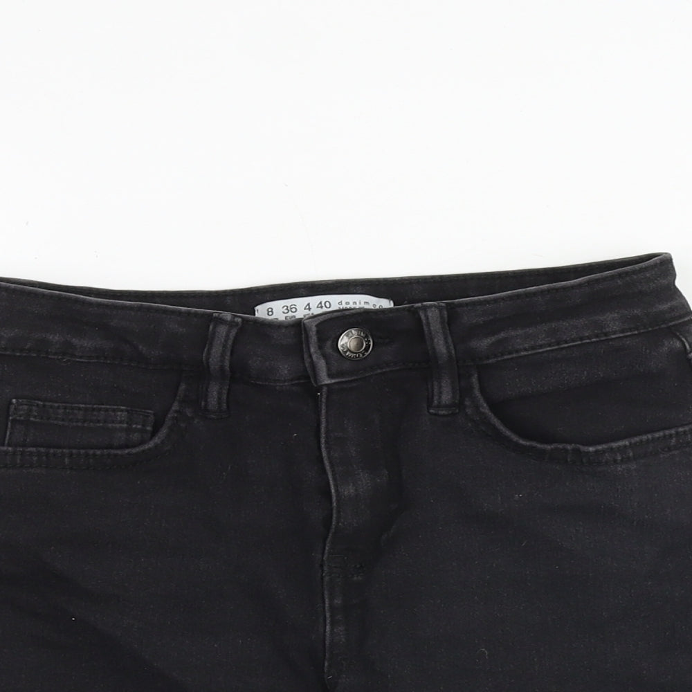 Denim & Co. Womens Black Cotton Boyfriend Shorts Size 6 L3 in Regular Zip