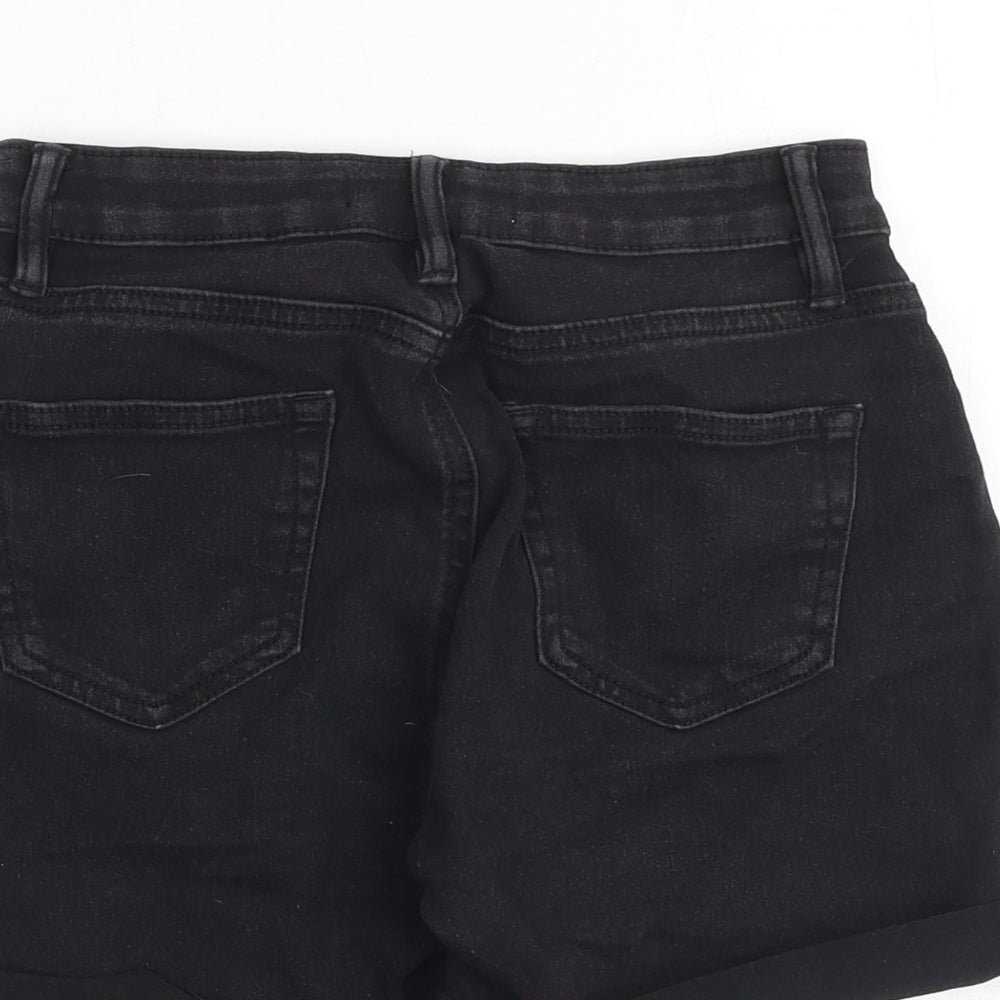 Denim & Co. Womens Black Cotton Boyfriend Shorts Size 6 L3 in Regular Zip