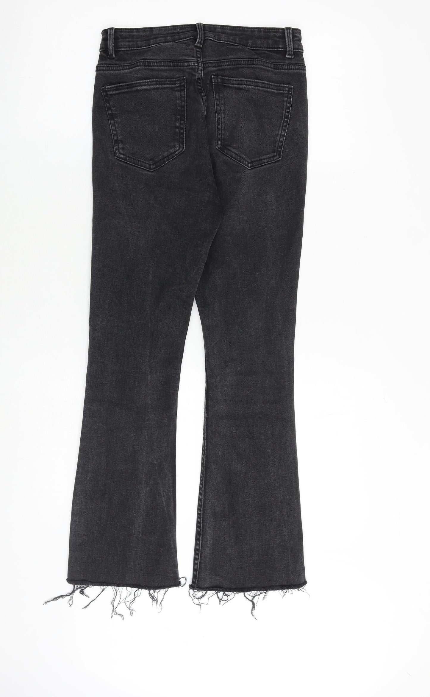 Denim & Co. Womens Grey Cotton Bootcut Jeans Size 6 L25 in Regular Zip - Frayed Hem