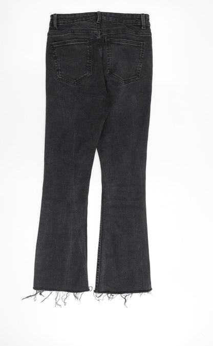 Denim & Co. Womens Grey Cotton Bootcut Jeans Size 6 L25 in Regular Zip - Frayed Hem