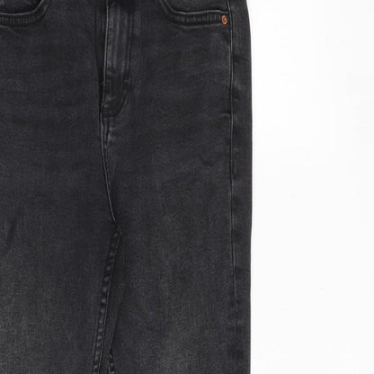 Denim & Co. Womens Grey Cotton Bootcut Jeans Size 6 L25 in Regular Zip - Frayed Hem