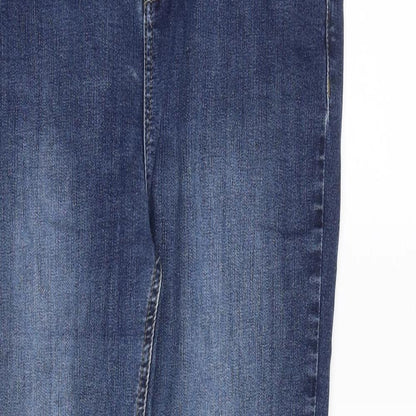 Per Una Womens Blue Cotton Straight Jeans Size 30 in L30 in Regular Zip