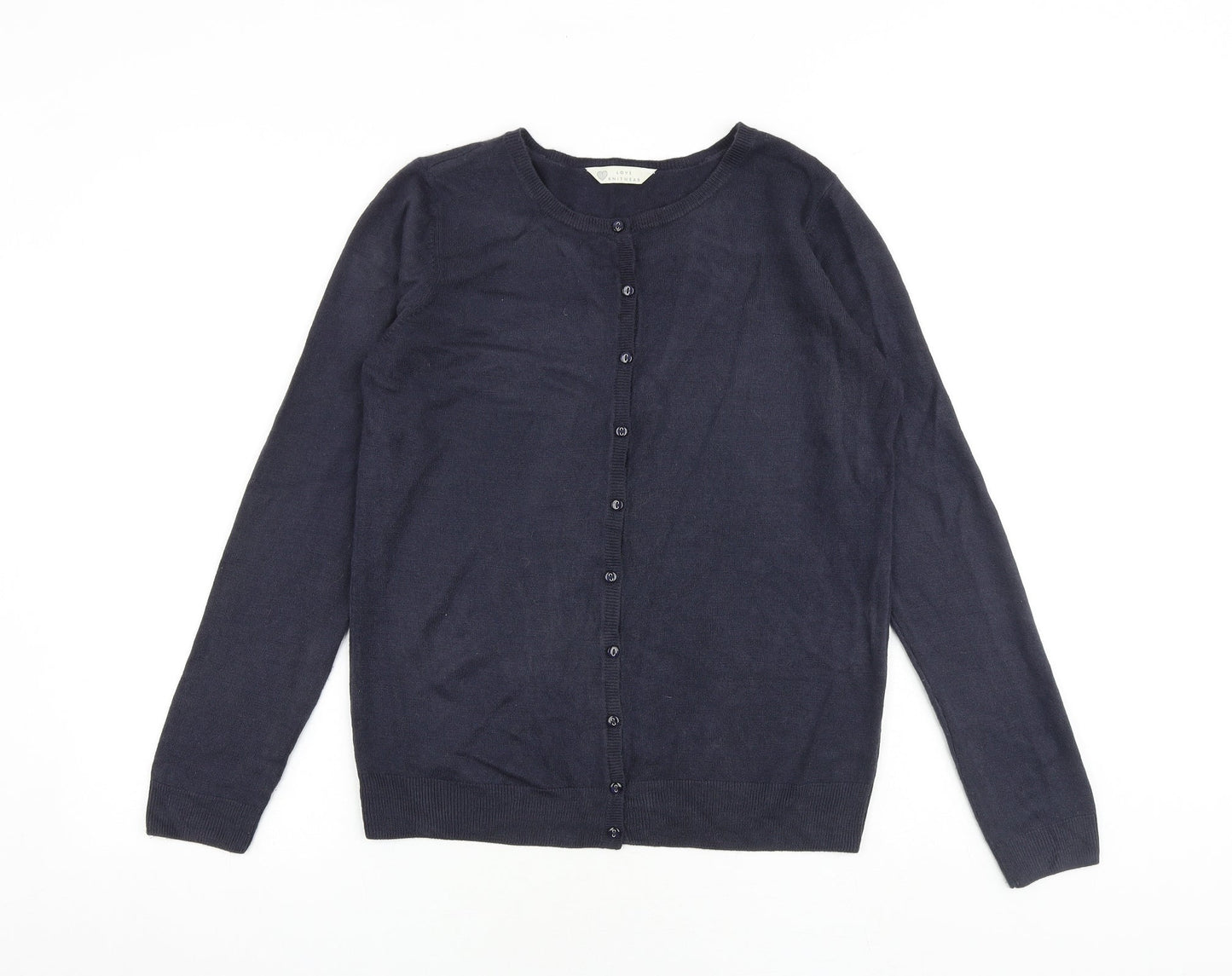 BHS Womens Blue Round Neck Acrylic Cardigan Jumper Size 10