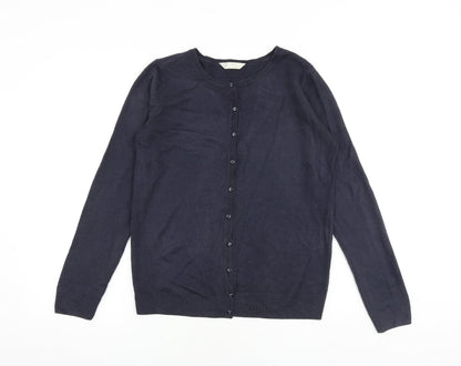 BHS Womens Blue Round Neck Acrylic Cardigan Jumper Size 10