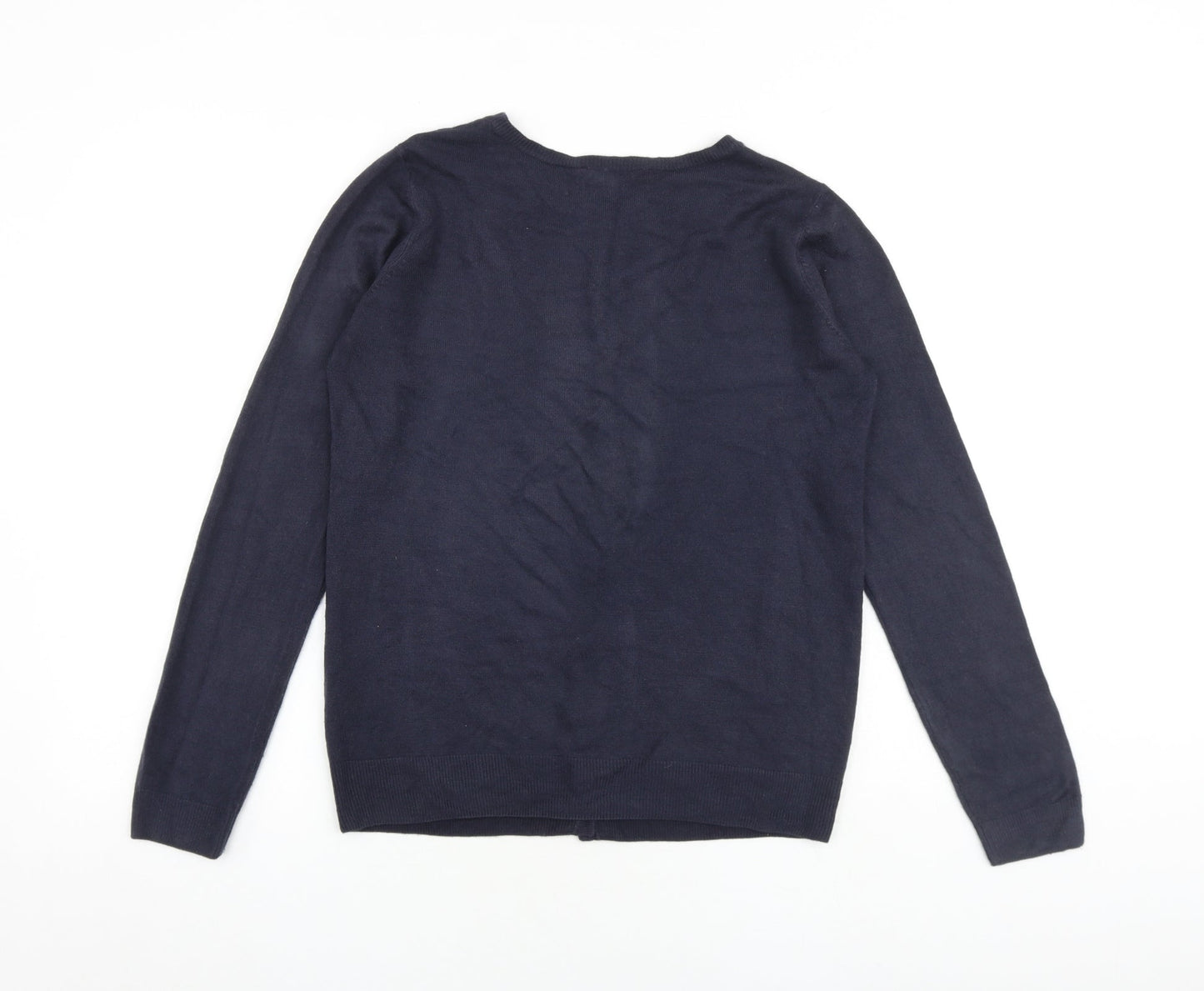 BHS Womens Blue Round Neck Acrylic Cardigan Jumper Size 10