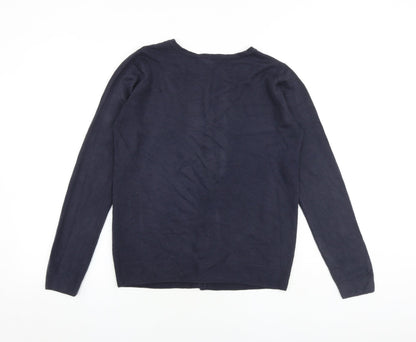 BHS Womens Blue Round Neck Acrylic Cardigan Jumper Size 10