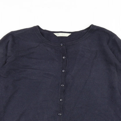 BHS Womens Blue Round Neck Acrylic Cardigan Jumper Size 10