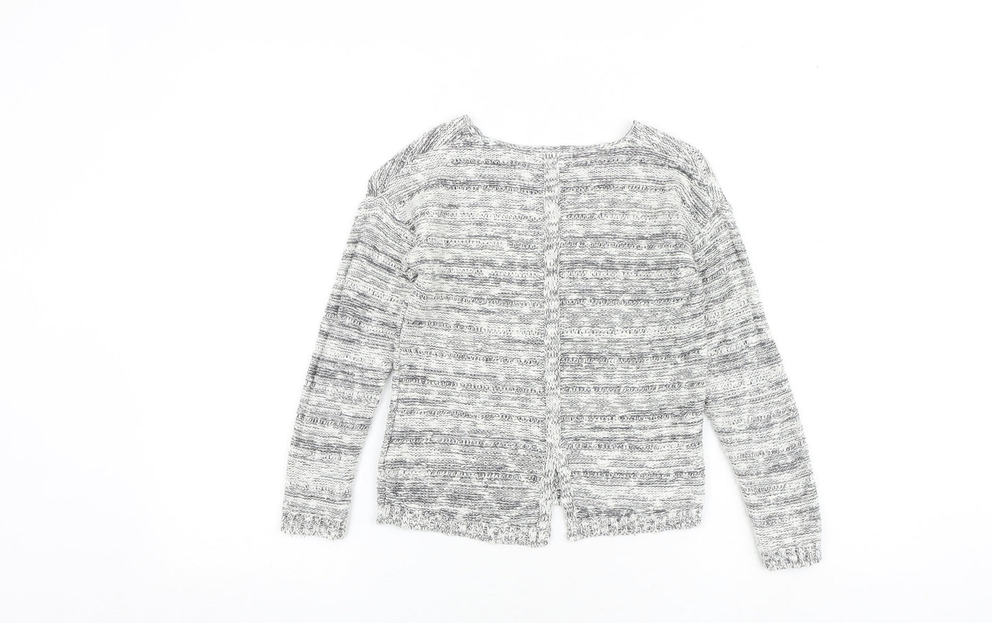 Marks and Spencer Girls Grey Round Neck Geometric Cotton Pullover Jumper Size 5-6 Years Pullover