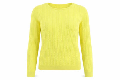 Bonmarché Womens Yellow Round Neck Acrylic Pullover Jumper Size 12