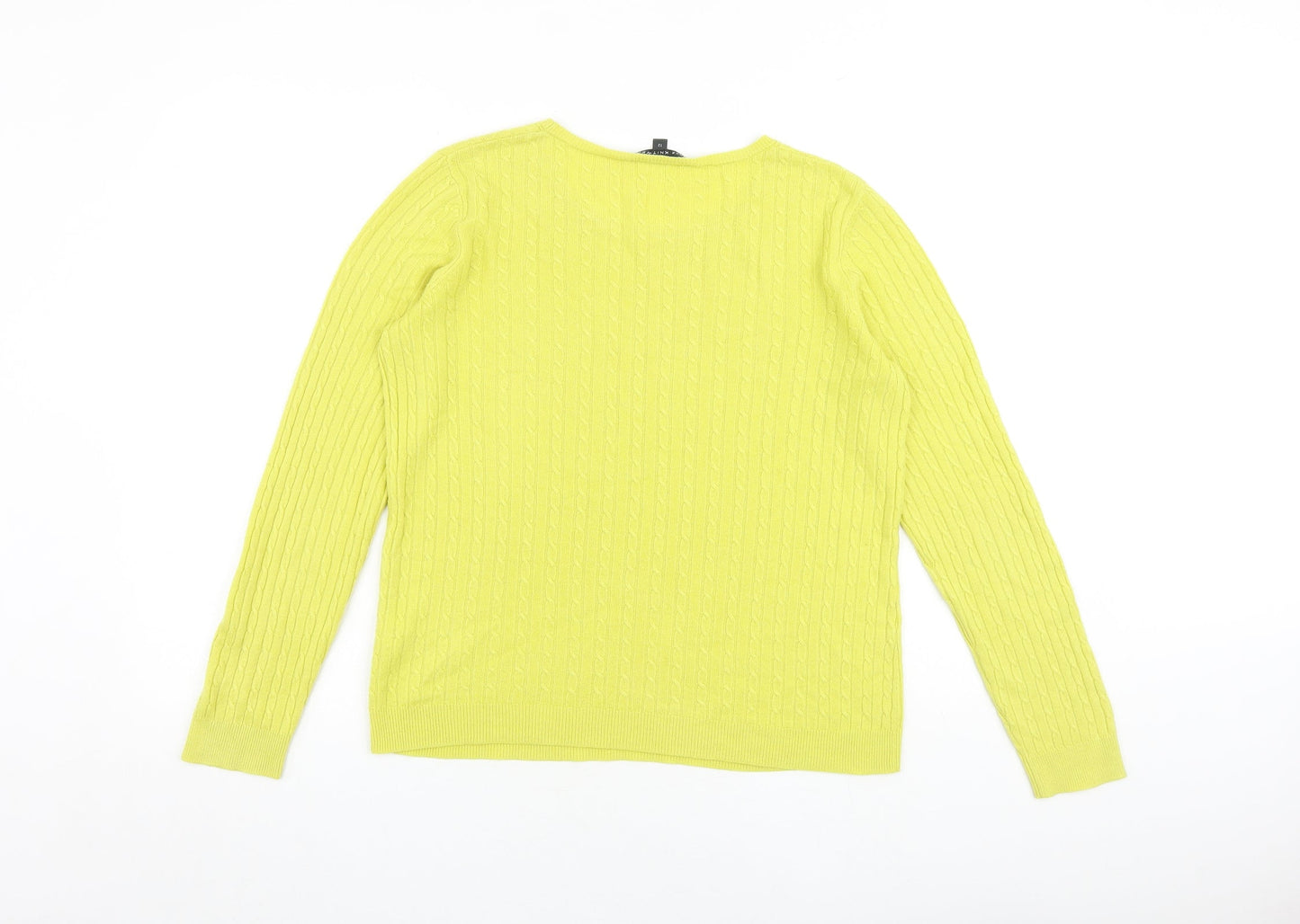Bonmarché Womens Yellow Round Neck Acrylic Pullover Jumper Size 12