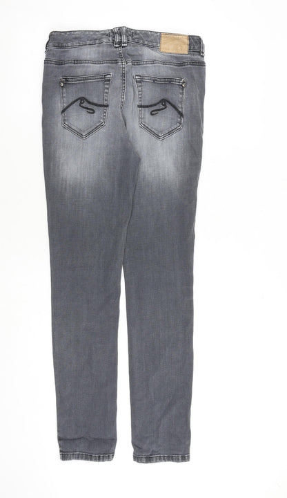 Atelier Gardeur Womens Grey Cotton Skinny Jeans Size 8 L31 in Slim Zip