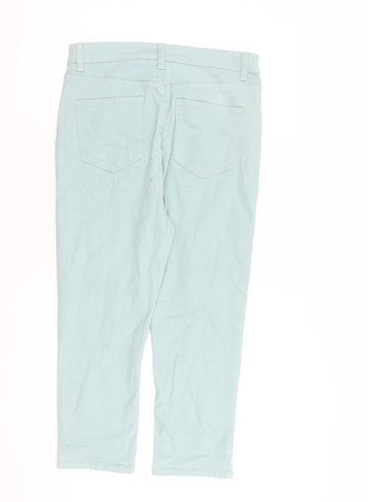 Pebble Bay Womens Green Cotton Straight Jeans Size 14 L22 in Regular Zip