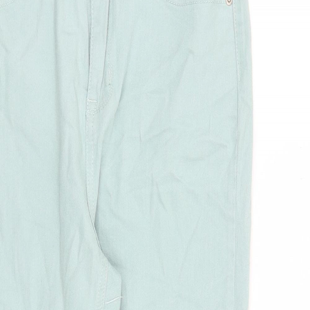 Pebble Bay Womens Green Cotton Straight Jeans Size 14 L22 in Regular Zip