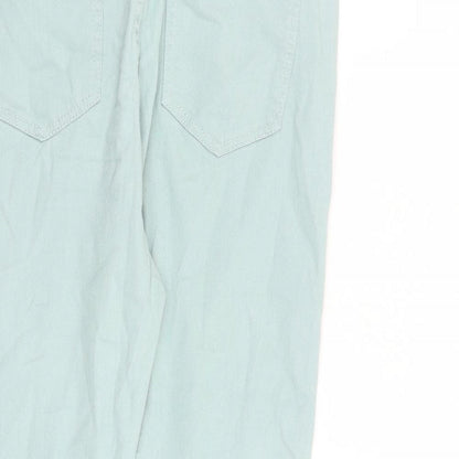 Pebble Bay Womens Green Cotton Straight Jeans Size 14 L22 in Regular Zip