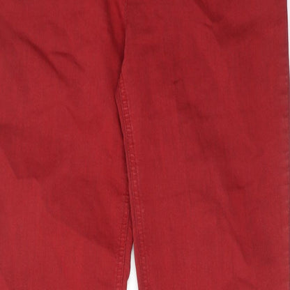 Oui Womens Red Cotton Skinny Jeans Size 14 L32 in Slim Zip