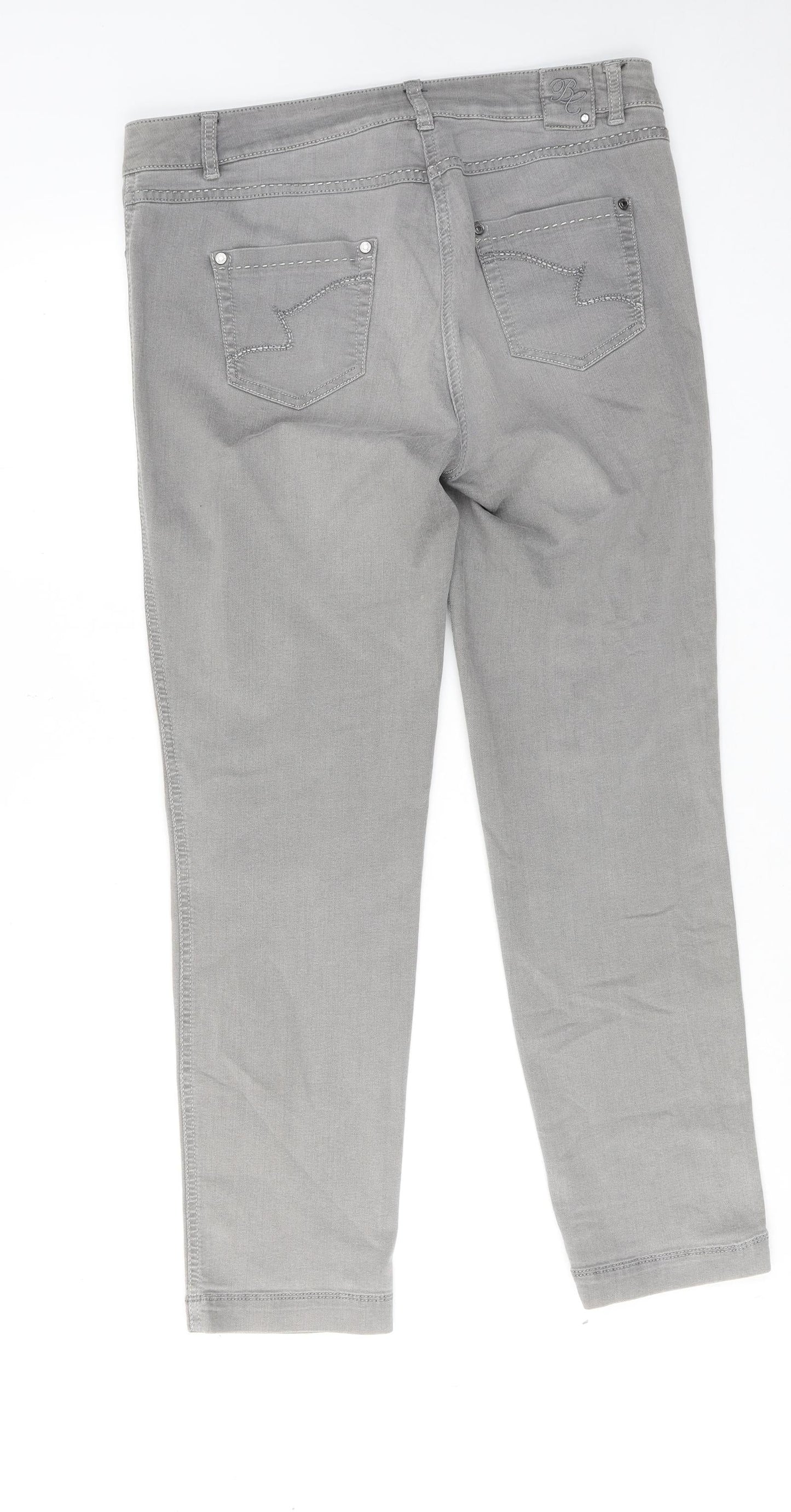 Basler Womens Grey Cotton Skinny Jeans Size 34 in L29 in Regular Zip