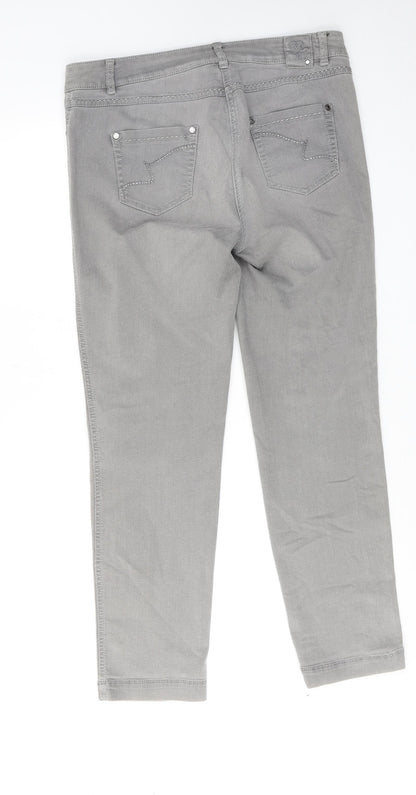 Basler Womens Grey Cotton Skinny Jeans Size 34 in L29 in Regular Zip
