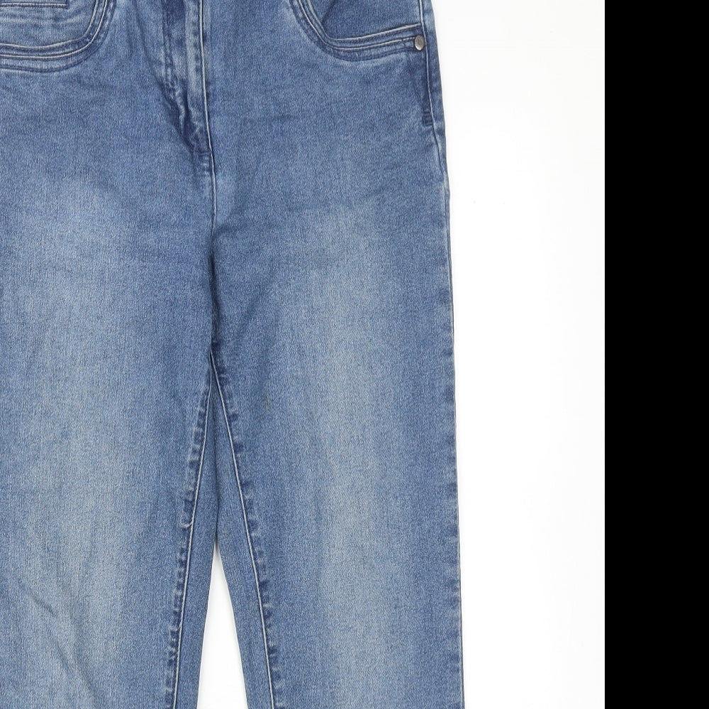 M&Co Womens Blue Cotton Straight Jeans Size 10 L26 in Regular Zip