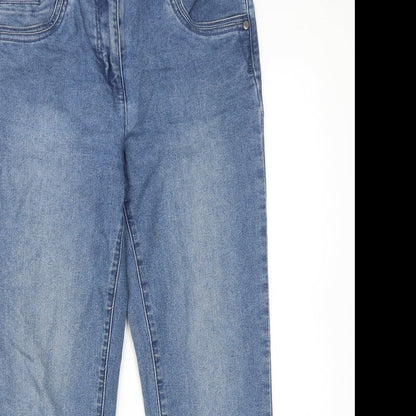 M&Co Womens Blue Cotton Straight Jeans Size 10 L26 in Regular Zip