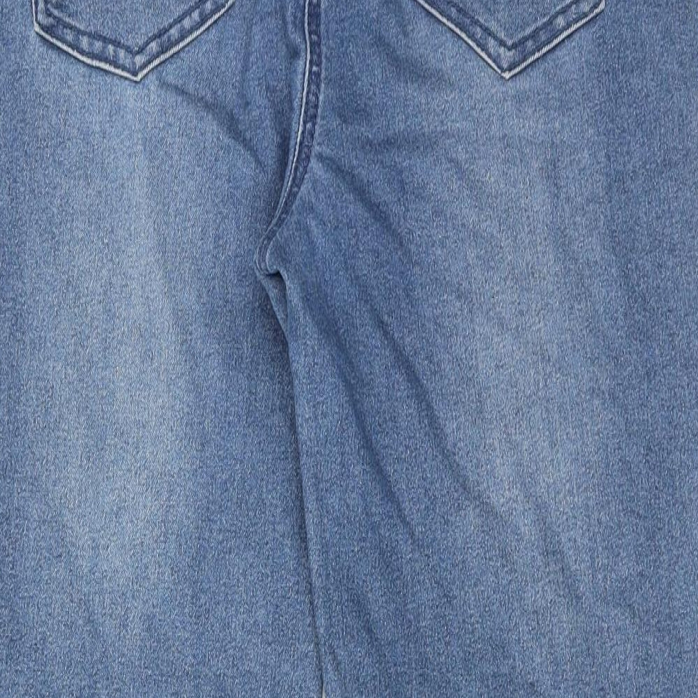 M&Co Womens Blue Cotton Straight Jeans Size 10 L26 in Regular Zip