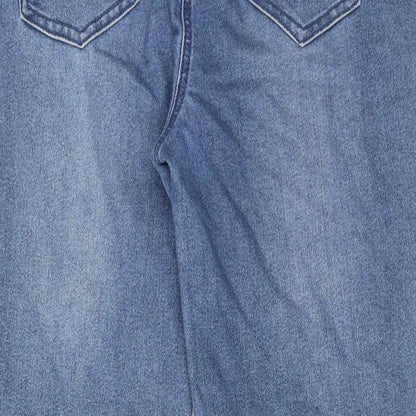 M&Co Womens Blue Cotton Straight Jeans Size 10 L26 in Regular Zip
