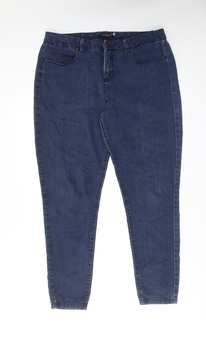 Autograph Womens Blue Cotton Skinny Jeans Size 12 L27 in Regular Zip