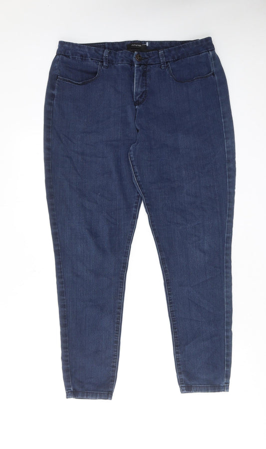 Autograph Womens Blue Cotton Skinny Jeans Size 12 L27 in Regular Zip
