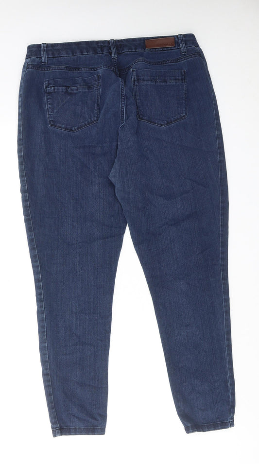 Autograph Womens Blue Cotton Skinny Jeans Size 12 L27 in Regular Zip