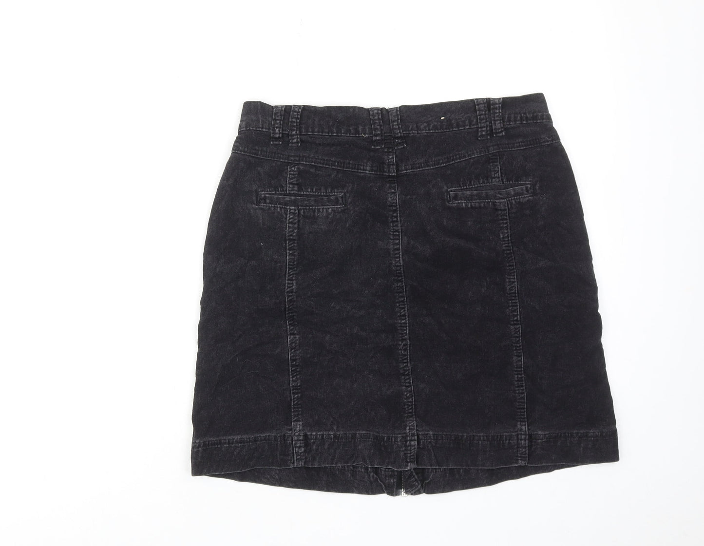 Zavanna Womens Black Cotton A-Line Skirt Size 10 Zip