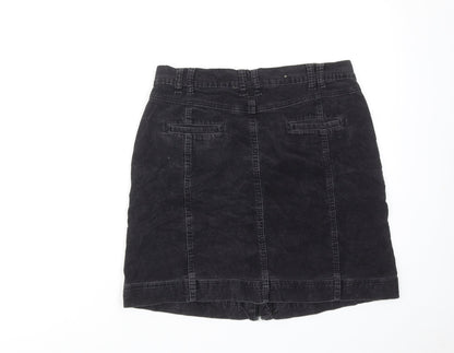 Zavanna Womens Black Cotton A-Line Skirt Size 10 Zip